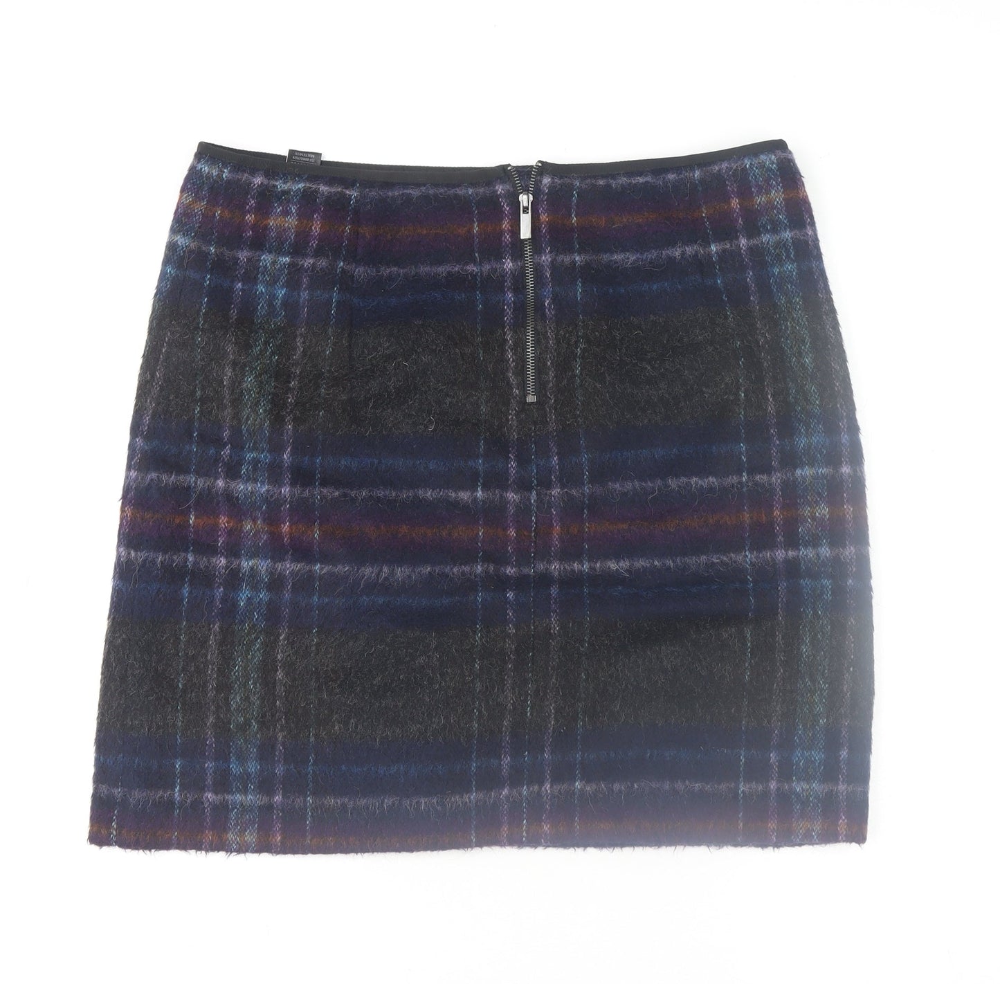 Marks and Spencer Womens Multicoloured Plaid Wool Blend Pencil Skirt Size 14