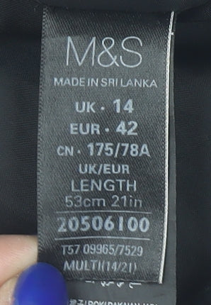 Marks and Spencer Womens Multicoloured Plaid Wool Blend Pencil Skirt Size 14