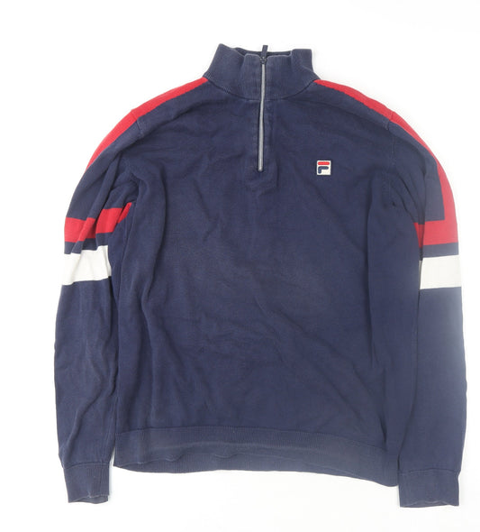 Fila Mens Blue XL 1/4 Zip High Neck Sweatshirt