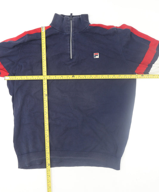 Fila Mens Blue XL 1/4 Zip High Neck Sweatshirt