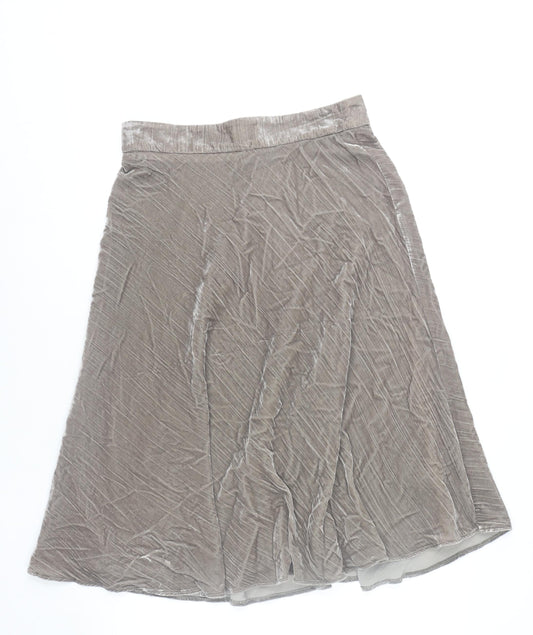 Marks and Spencer Women Brown Velvet A-Line Midi Skirt Size 12