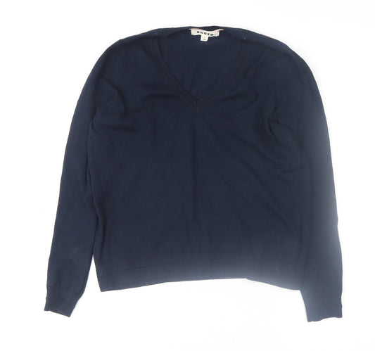 Boden Women's Blue V-Neck Cotton Knit Jumper Size M