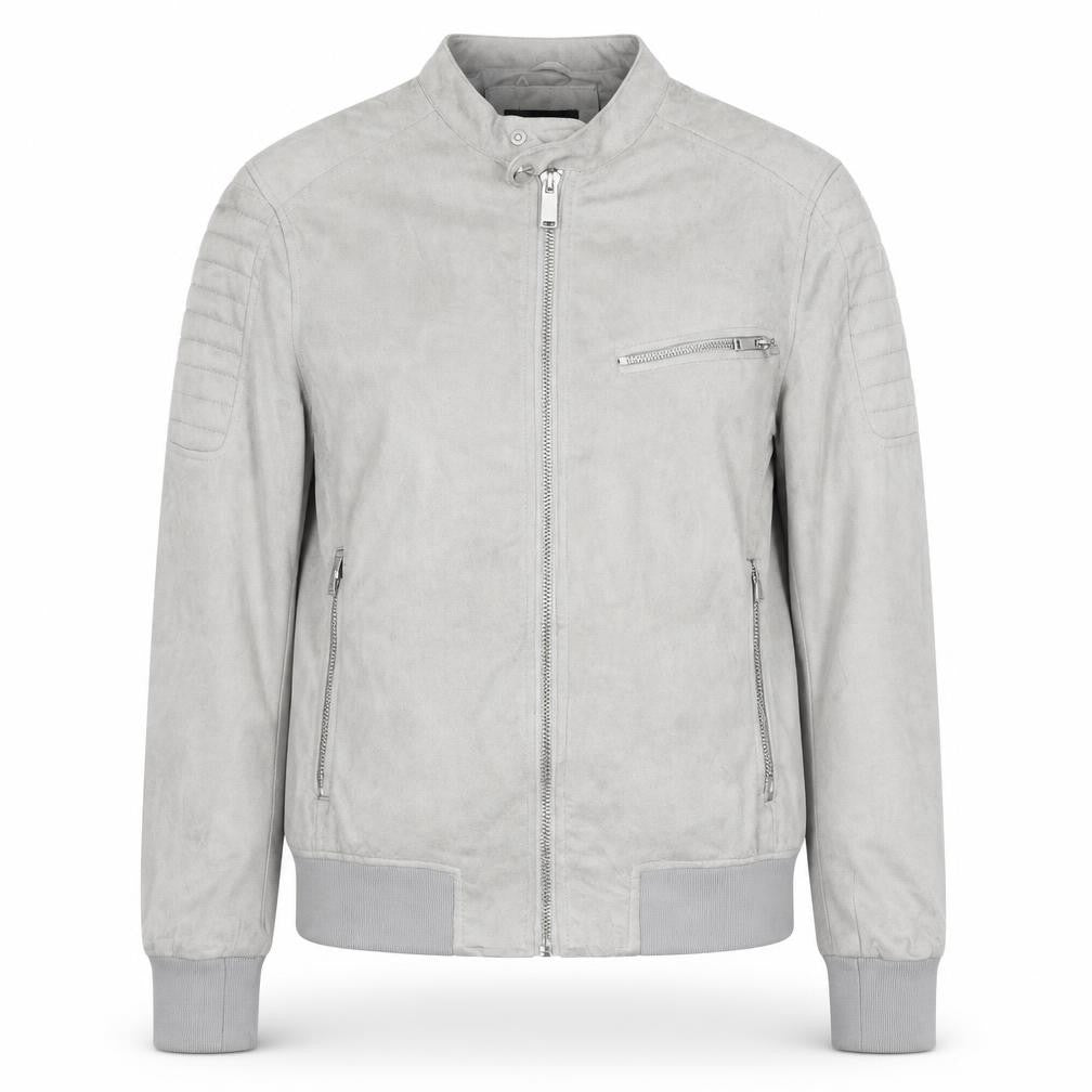 River Island Women Grey Suede Look Bomber Jacket Size S