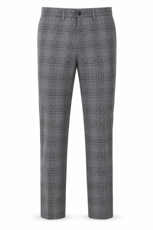 Jack & Jones Mens Grey Check Slim Chino Trousers 29W 32L