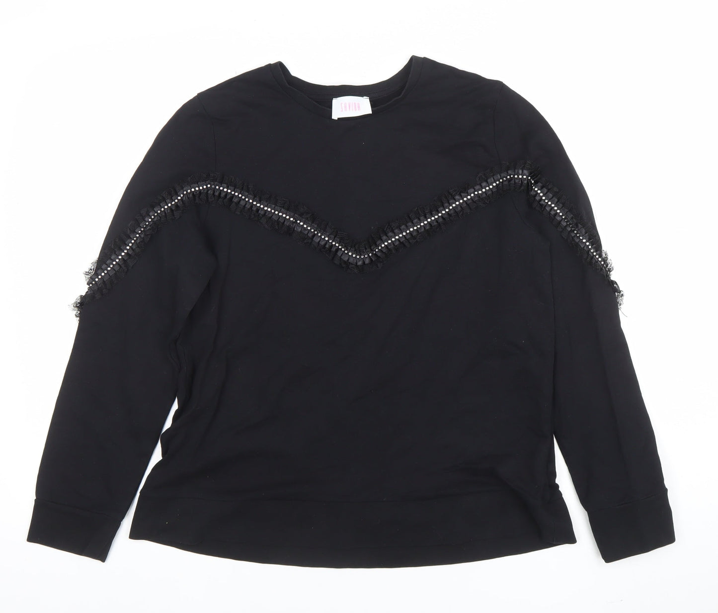 SANDRO Women’s Black Beaded Long Sleeve Pullover Sweatshirt Size 14