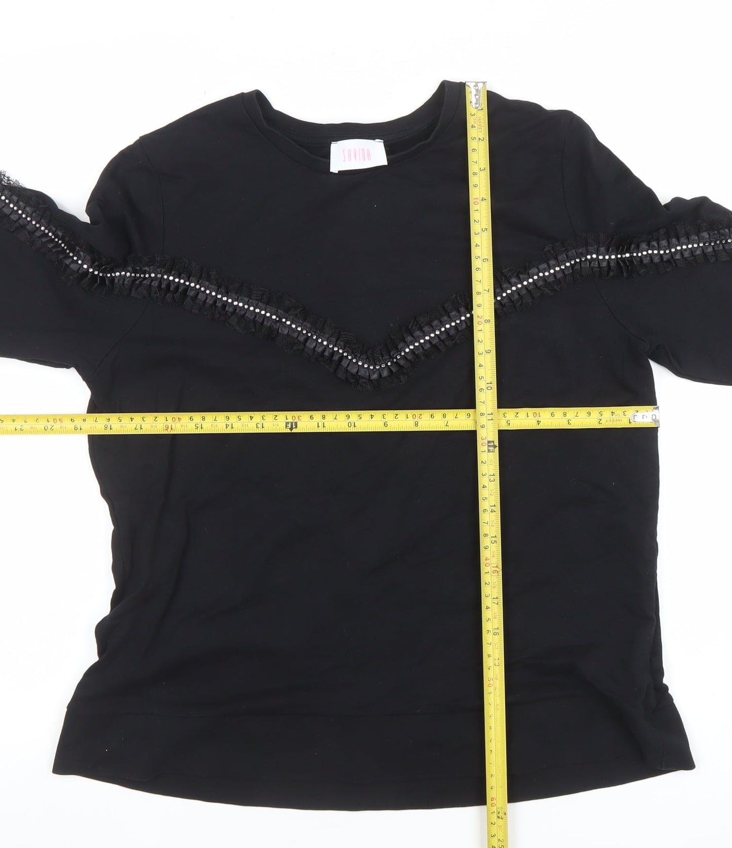 SANDRO Women’s Black Beaded Long Sleeve Pullover Sweatshirt Size 14