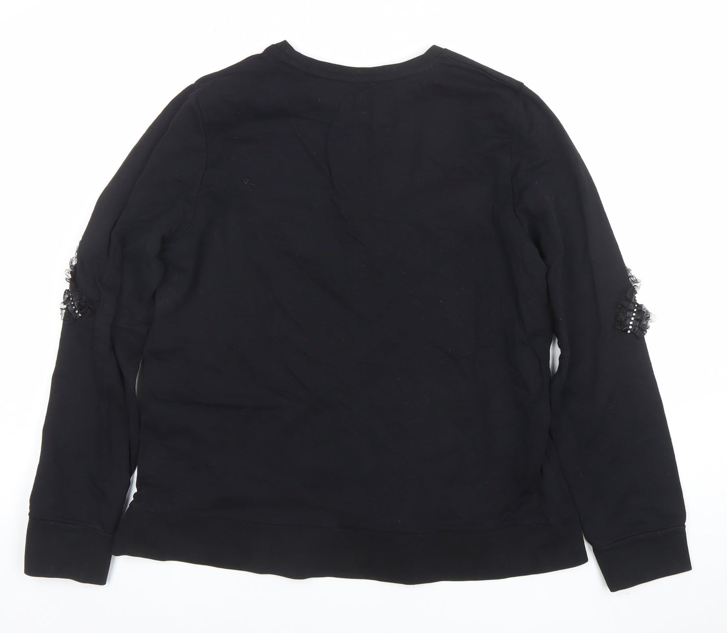 SANDRO Women’s Black Beaded Long Sleeve Pullover Sweatshirt Size 14