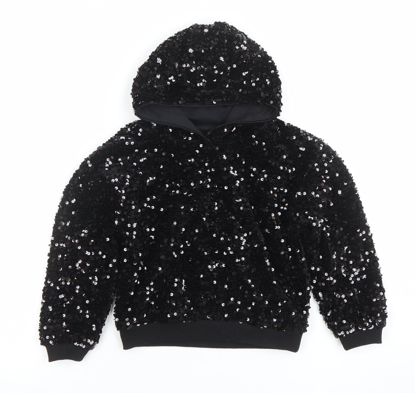 Dunnes Stores Girls Black Sequin Pullover Hoodie 4-5 Years
