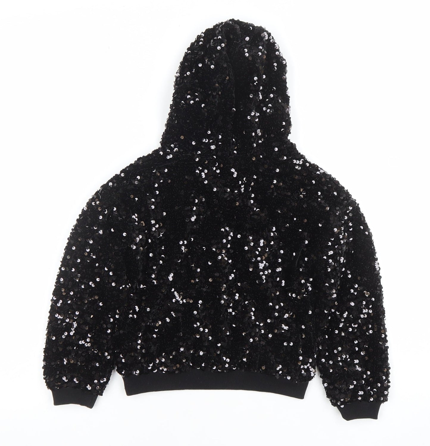 Dunnes Stores Girls Black Sequin Pullover Hoodie 4-5 Years