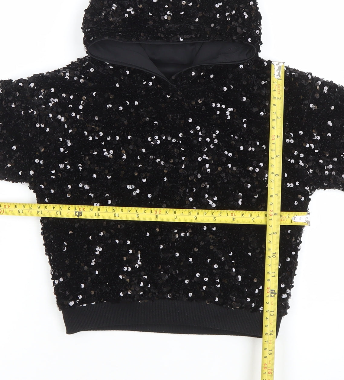 Dunnes Stores Girls Black Sequin Pullover Hoodie 4-5 Years