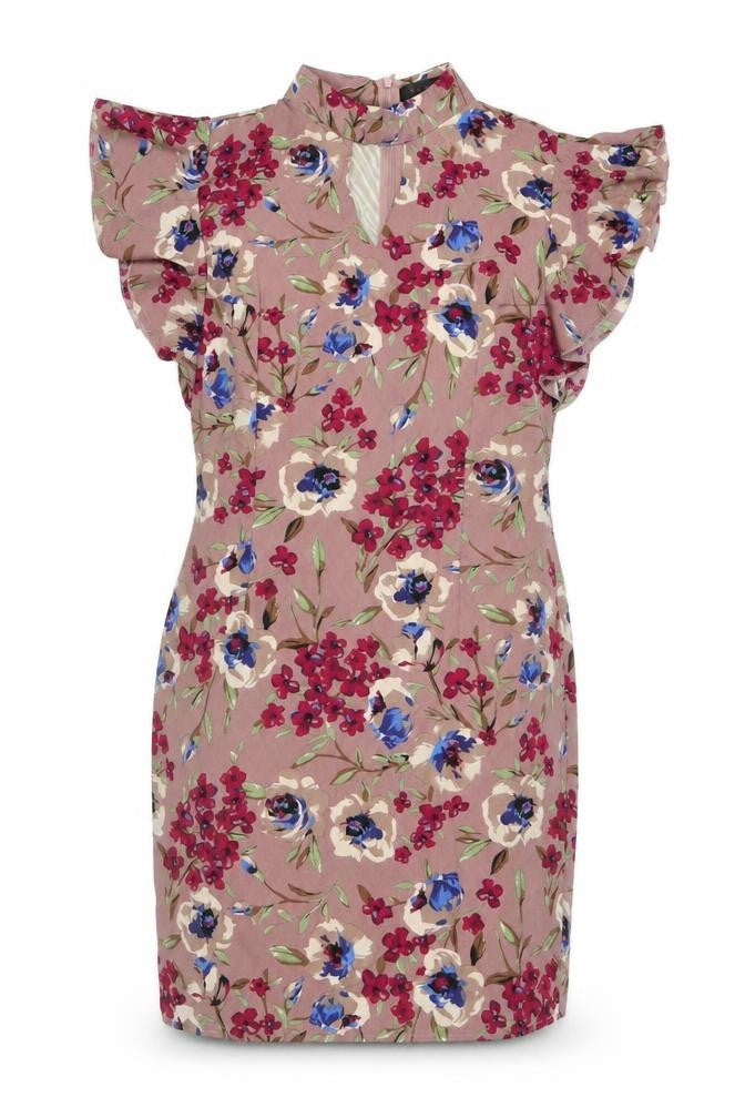 Tenki Women's Pink Floral Ruffle Shift Dress Size 12