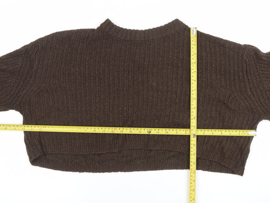 Sweatshop Women Brown Wool Chunky Knit Jumper Size 14
