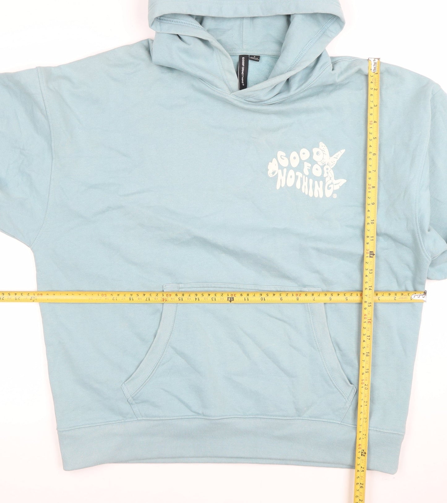 Good For Nothing Women's Blue Pullover Hoodie Small Butterfly Graphic