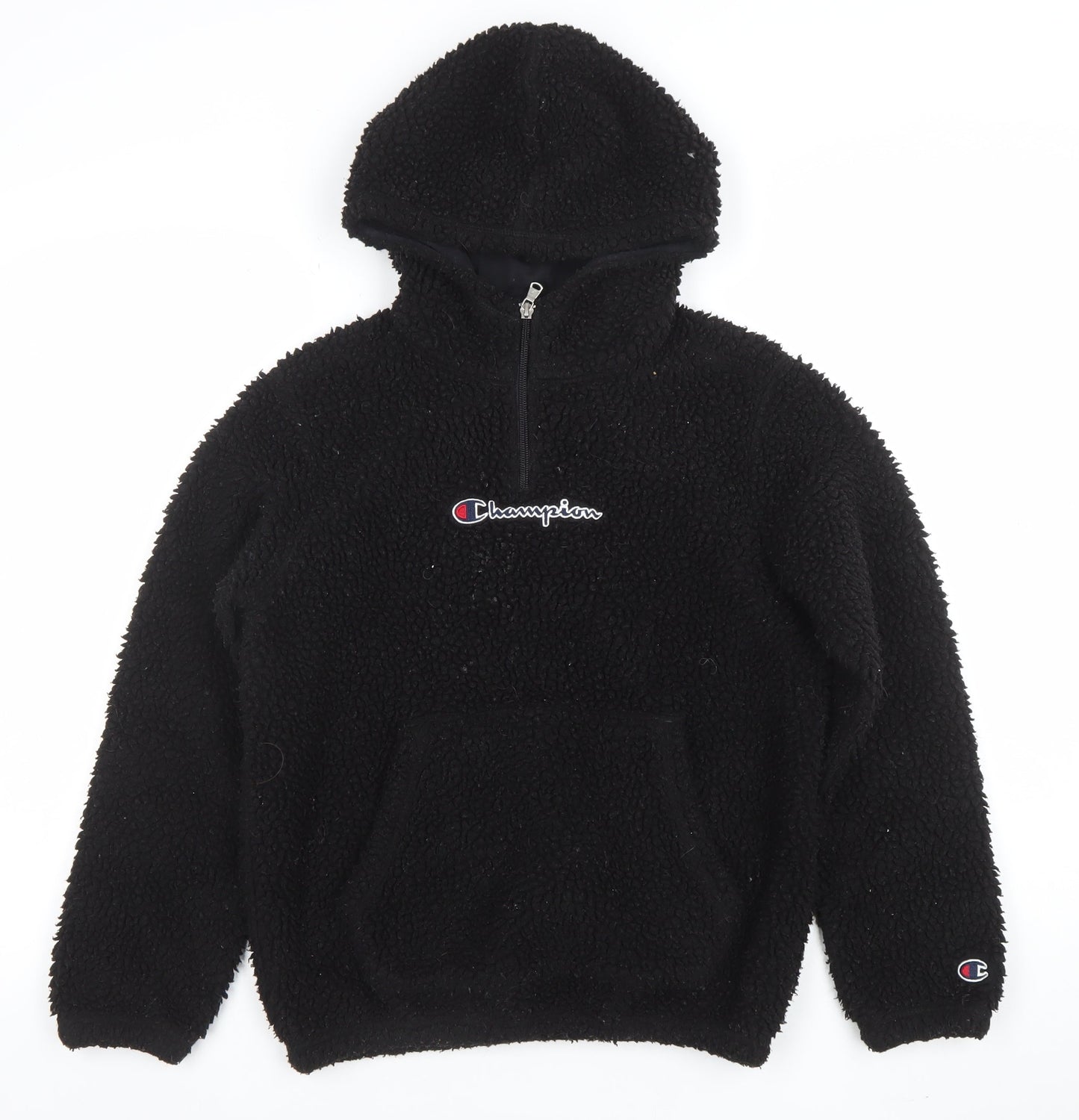 Champion Girls Black Fleece 1/4 Zip Pullover Hoodie Size L