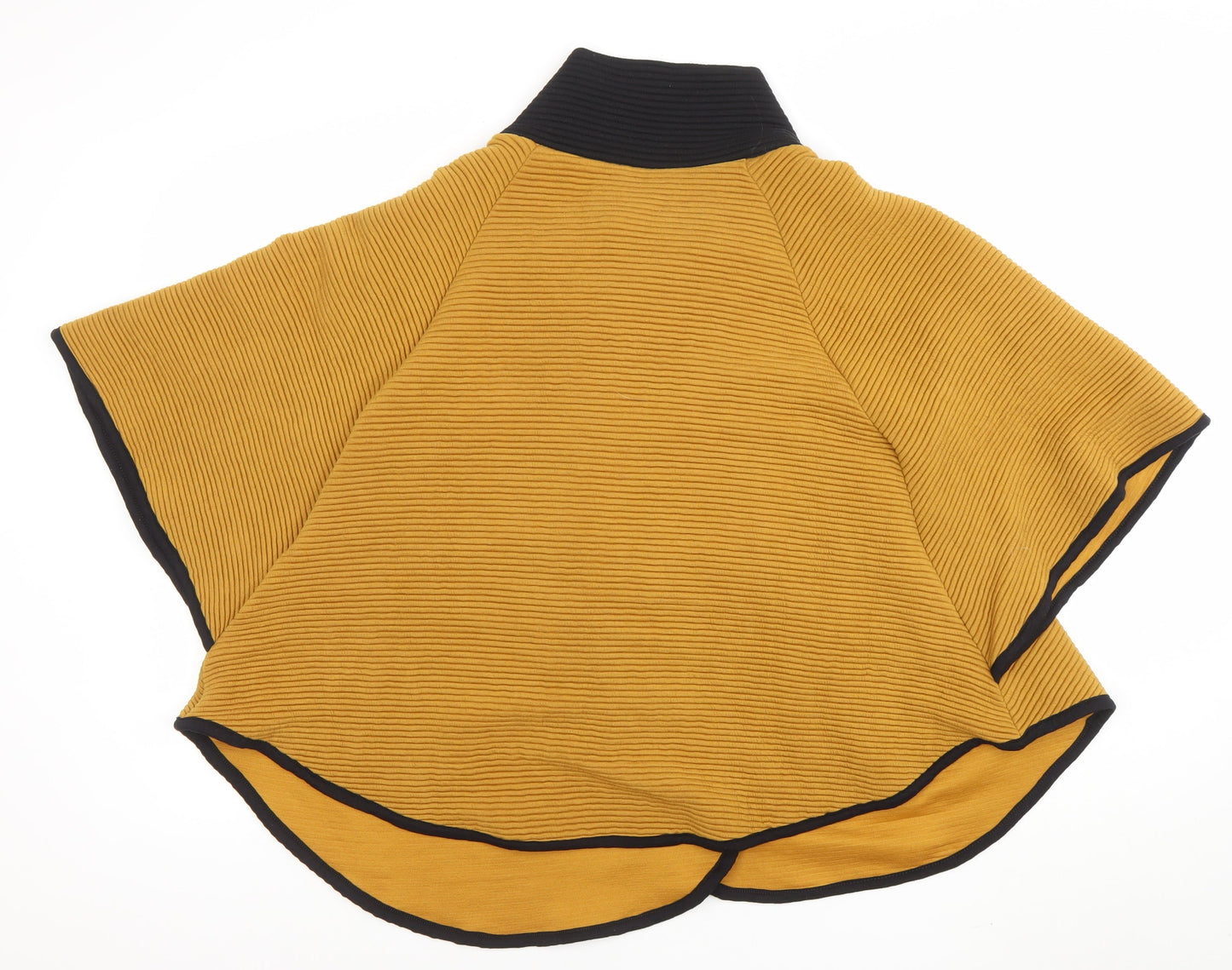 Quiz Women Brown Short Cape Jacket S/M Knit Zip Collar