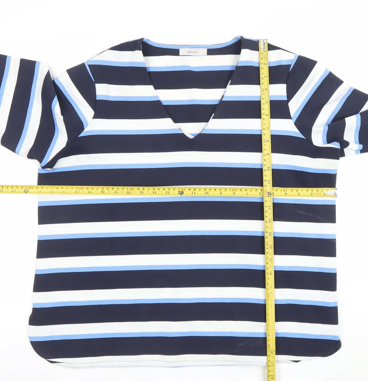 Marks and Spencer Women’s Navy Stripe V-Neck Blouse UK 20
