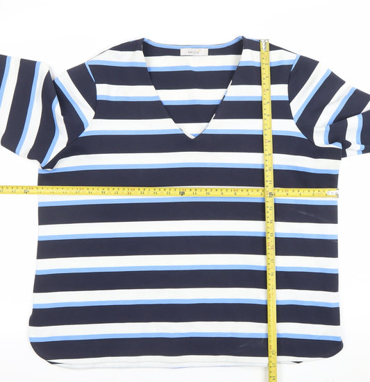 Marks and Spencer Women’s Navy Stripe V-Neck Blouse UK 20