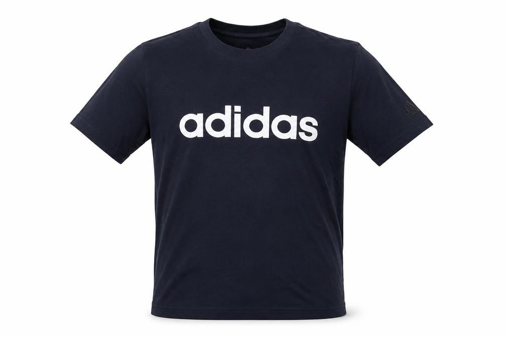 Adidas Men's Blue Small Logo Graphic Short Sleeve T-Shirt