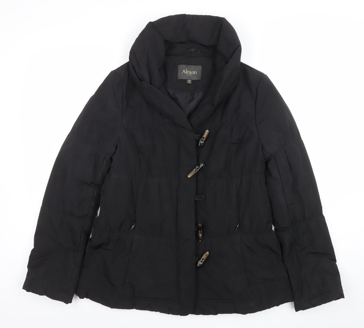 Alexon Women's Black Size 10 Mid-Length Puffer Coat with Toggle Fastening