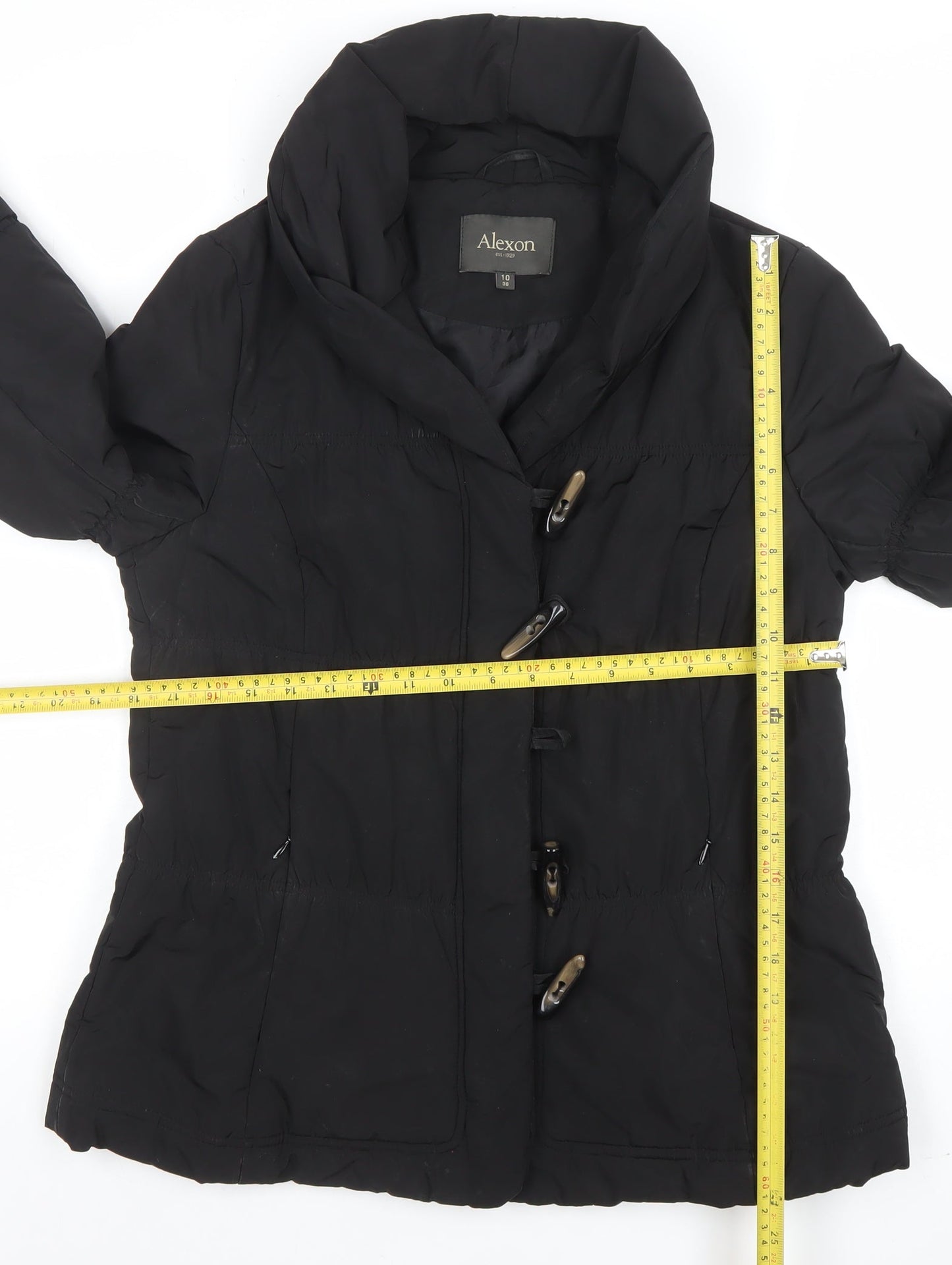 Alexon Women's Black Size 10 Mid-Length Puffer Coat with Toggle Fastening
