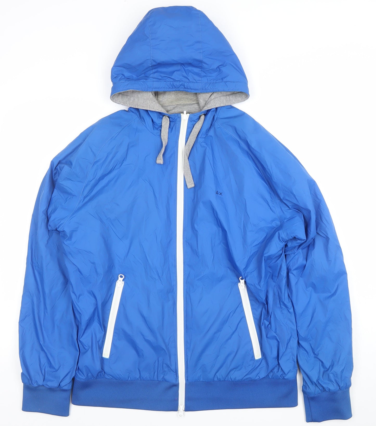 SUN68 Men's Blue Hooded Windbreaker Jacket XL