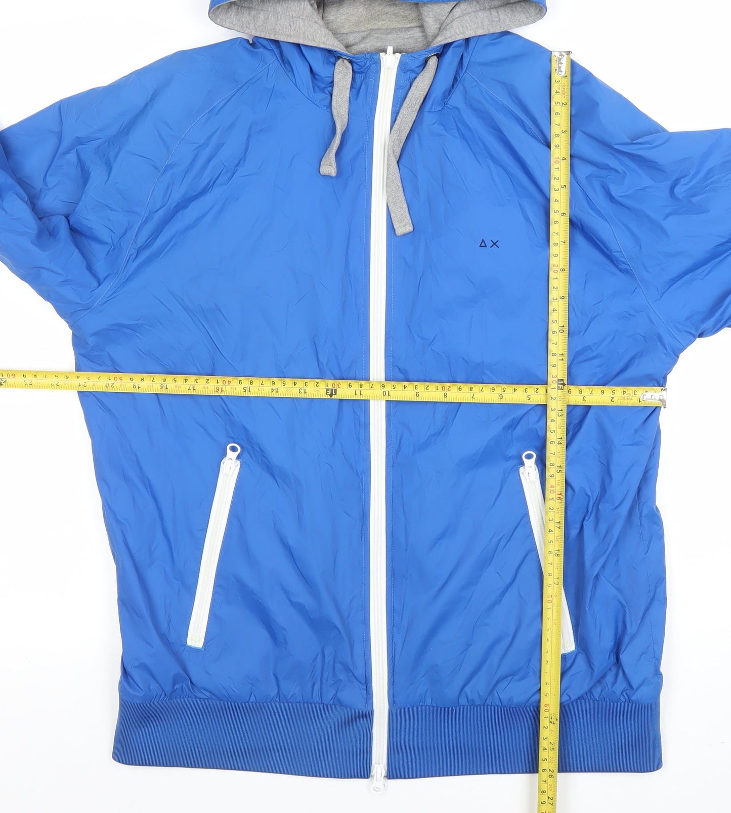 SUN68 Men's Blue Hooded Windbreaker Jacket XL