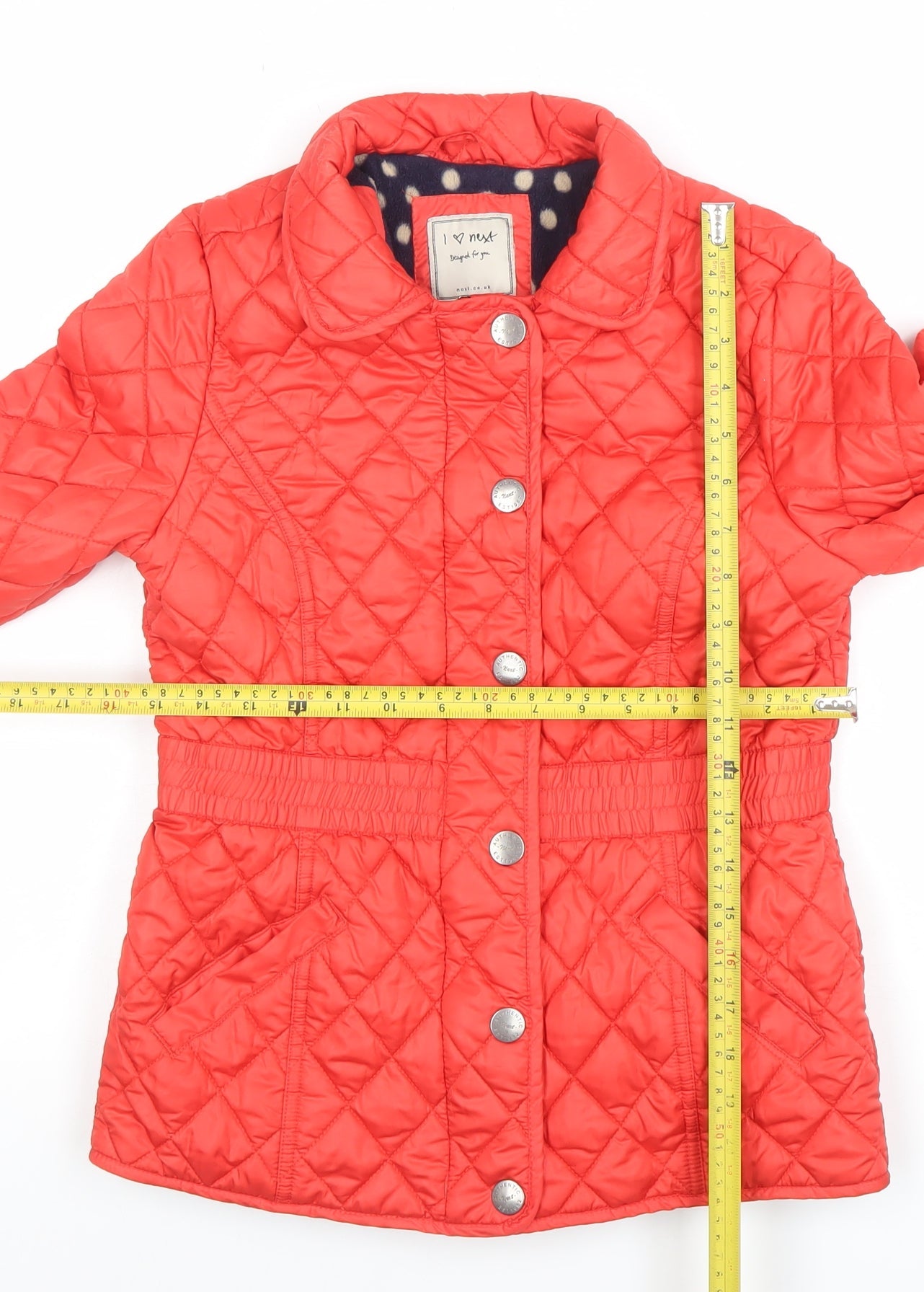 Next Girls Red Quilted Mid-Length Padded Jacket 11-12 Years