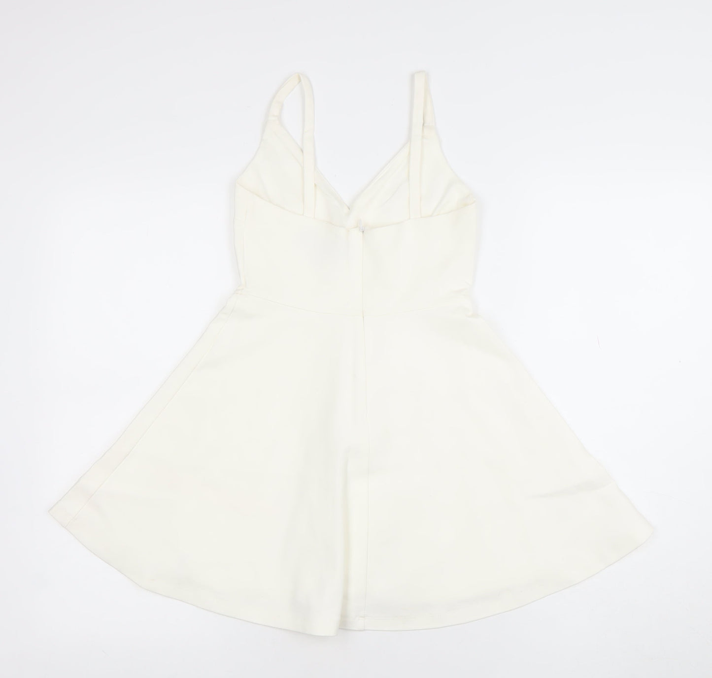 Eclat Womens White Sleeveless A-Line Mini Dress XS