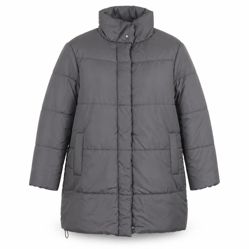 New Look Women’s Grey Long Puffer Coat Size 10 Winter Jacket