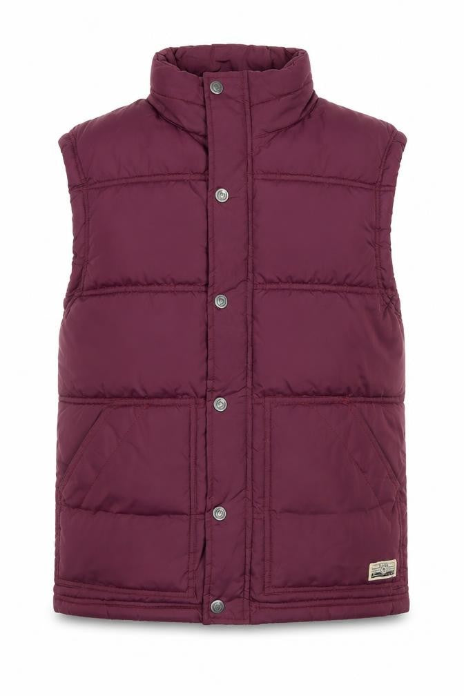 Front view of Easy Men's Red Padded Bodywarmer Waistcoat, size S, Polyester