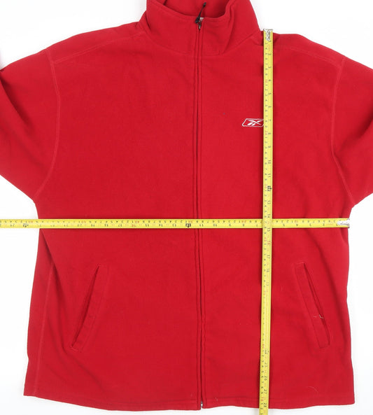 Reebok Men's Red Fleece Full Zip Jacket Size L Classic Casual Outdoor
