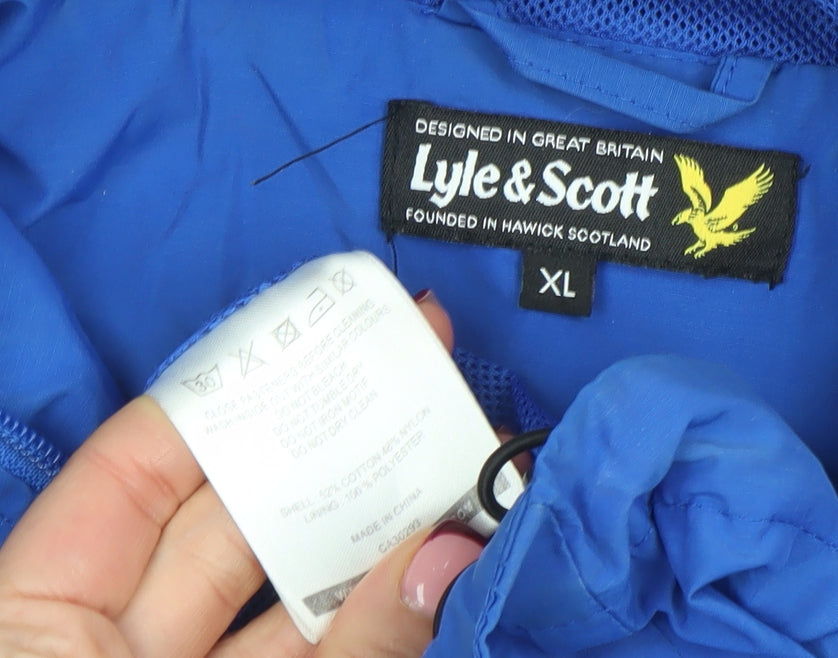 Lyle & Scott Men's Blue XL Windbreaker Hooded Full Zip Jacket