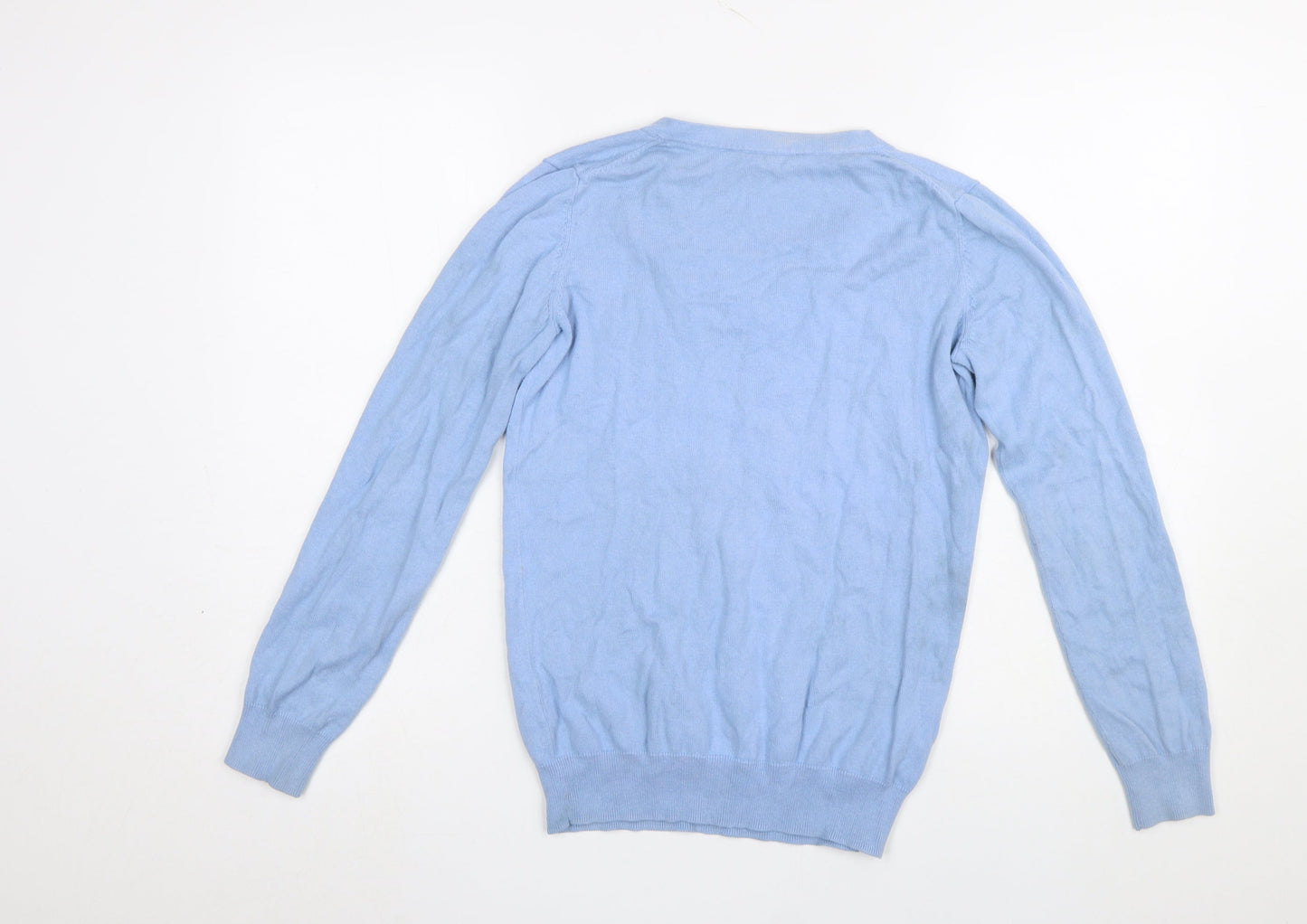 Crew Clothing Women’s Blue V-Neck Cotton Cashmere Jumper Size 8