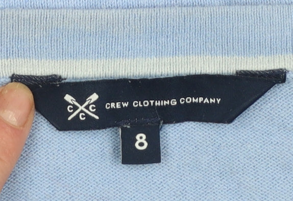 Crew Clothing Women’s Blue V-Neck Cotton Cashmere Jumper Size 8