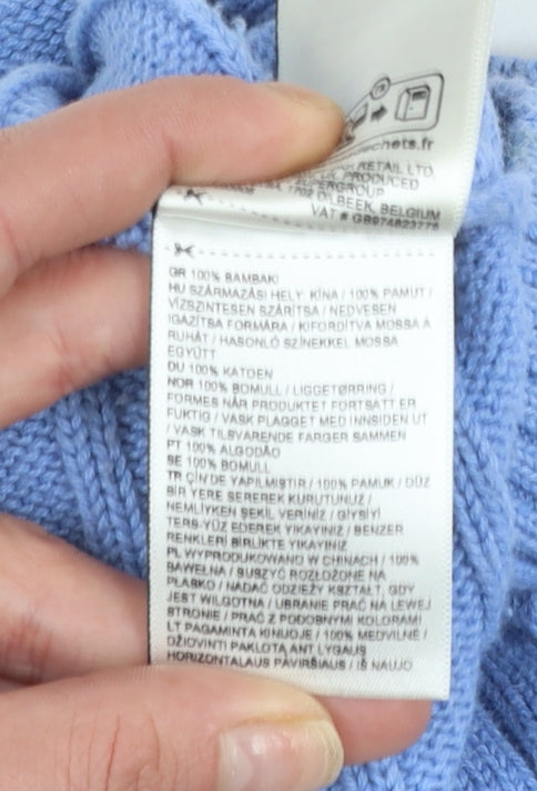 Superdry Women’s Blue Cable-Knit Cotton Crew Neck Jumper UK 6