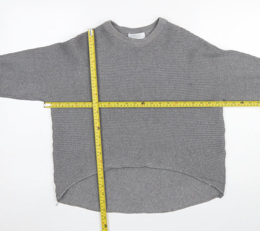 Quiz Women’s Grey Ribbed Crew Neck Long Sleeve Pullover Jumper Size S