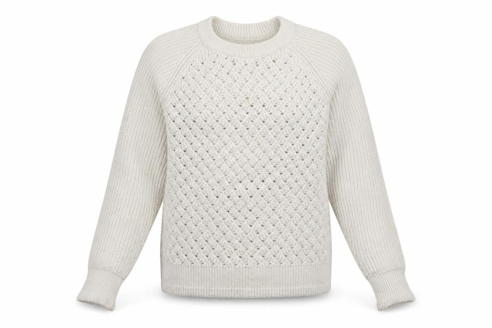 Marks and Spencer Women Beige Chunky Knit Crew Neck Pullover Jumper M