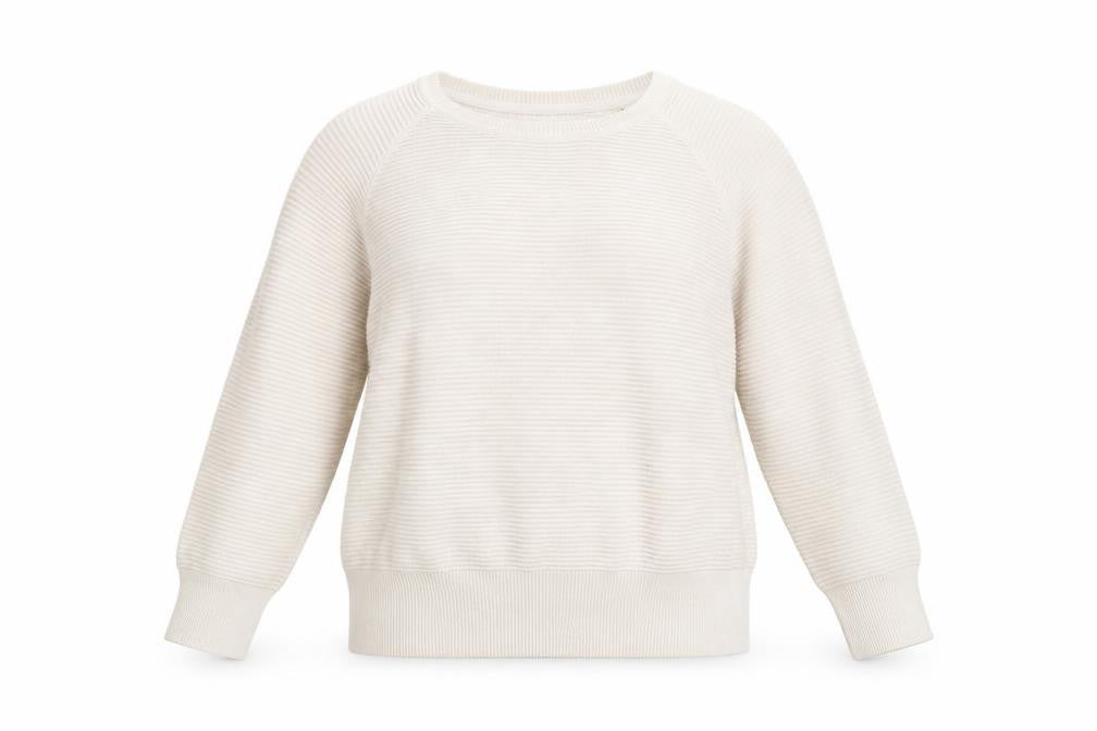 Front view of French Connection Women Ivory Cotton Jumper S Crew Neck 3/4 Sleeve