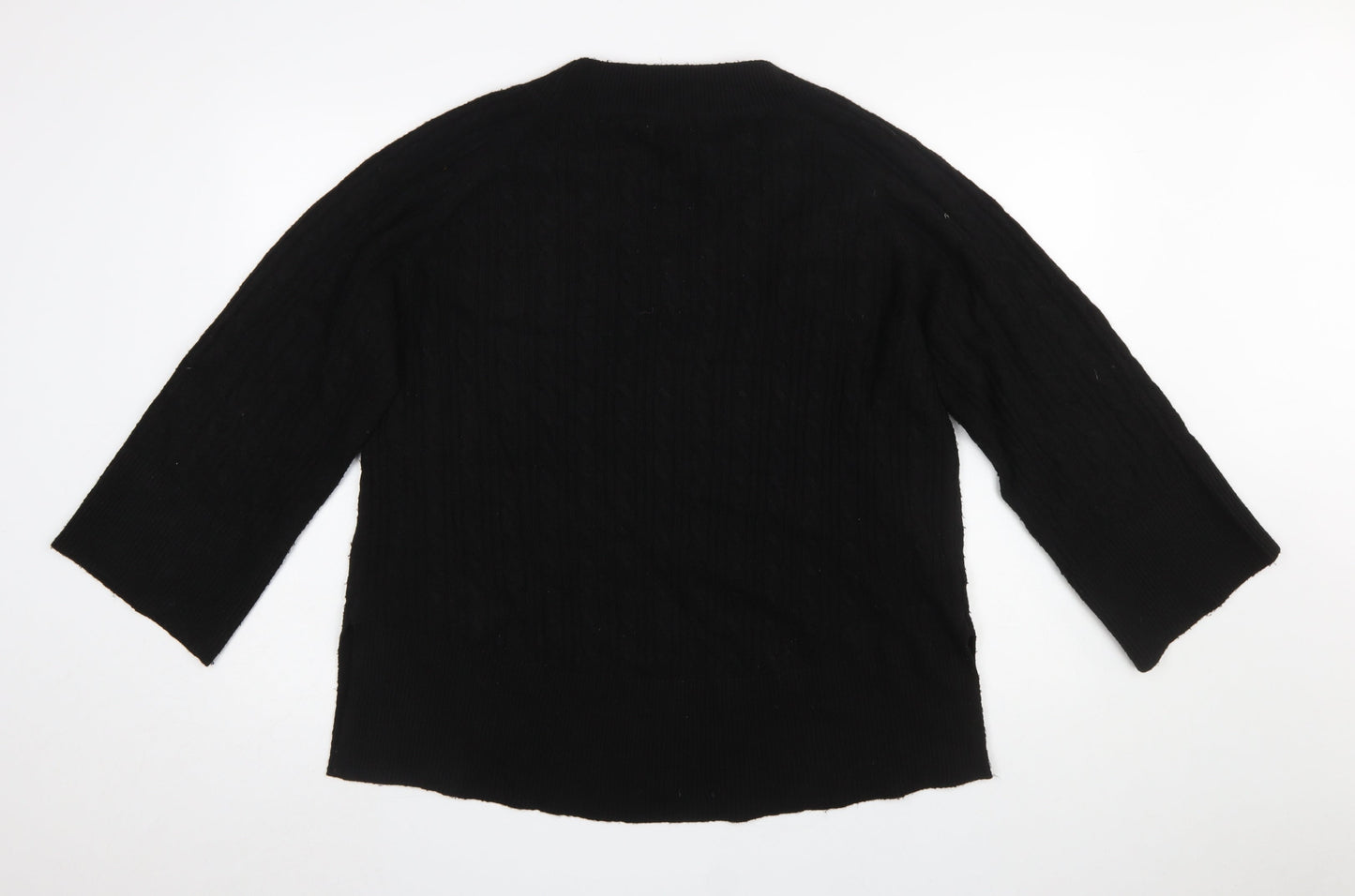 Monsoon Women’s Black V-Neck Cable-Knit Pullover Jumper L