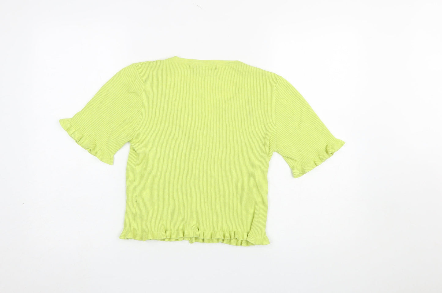 Threadbare Womens Green Short Sleeve V-Neck Ribbed Cardigan Size 14