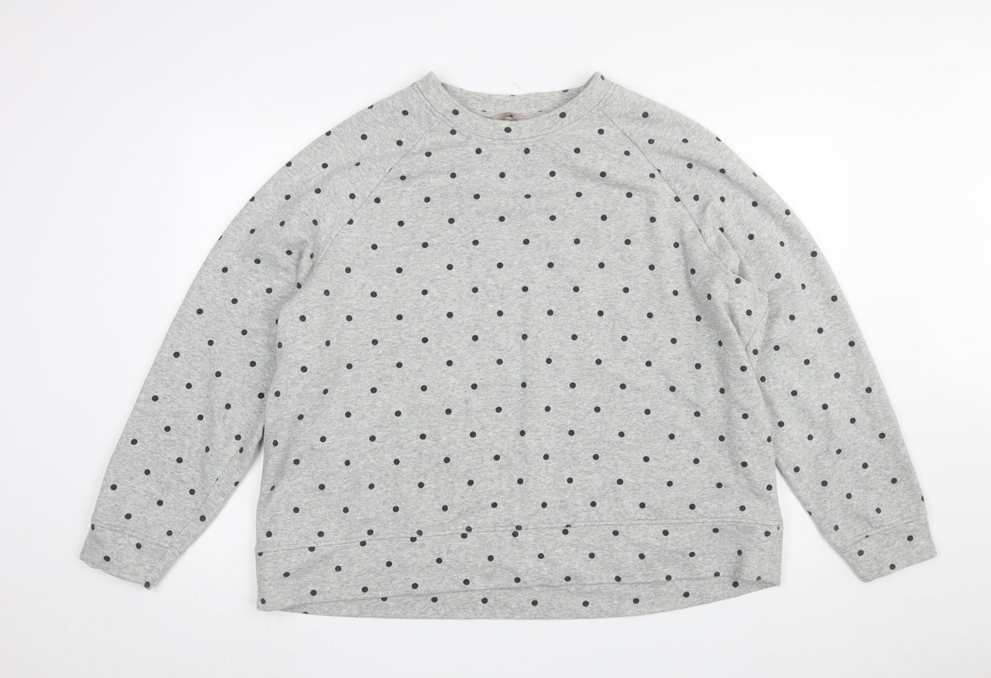 H&M Women Grey Polka Dot Pullover Sweatshirt 2XL Cotton Blend