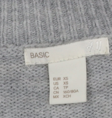 H&M Women’s Grey V-Neck Knit Pullover Jumper XS