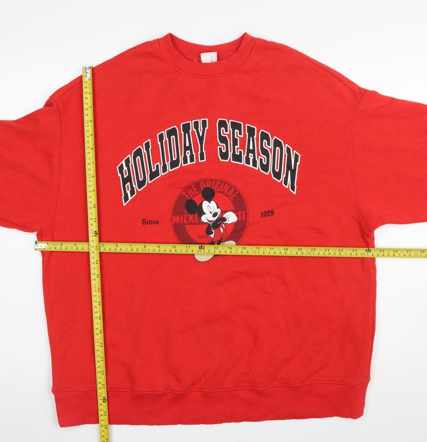 H&M Disney Womens Red Mickey Mouse Holiday Season Pullover Sweatshirt XS