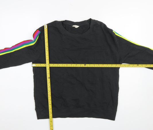 Hush Womens Black Rainbow Stripe Cotton Crew Neck Sweatshirt Size S