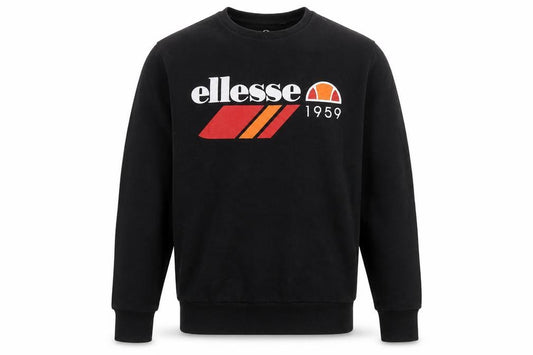 Ellesse Men's Black Crew Neck Sweatshirt S Regular Fit Logo Pullover