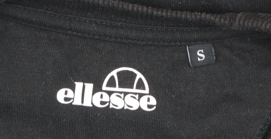 Ellesse Men's Black Crew Neck Sweatshirt S Regular Fit Logo Pullover