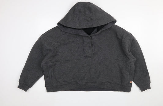 Lunya Womens Dark Grey Pullover Hoodie XS/S Relaxed Fit Cotton Blend