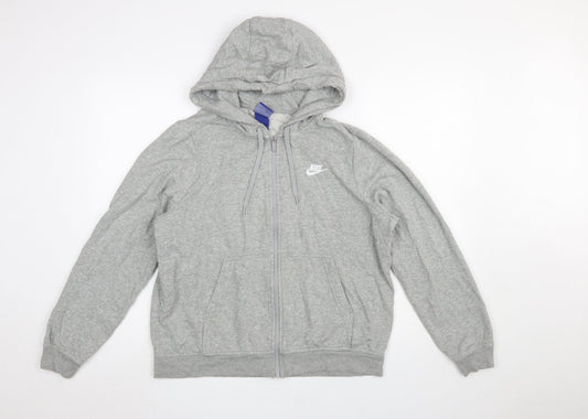 Nike Women’s Grey Full Zip Hoodie Large Cotton Blend Casual