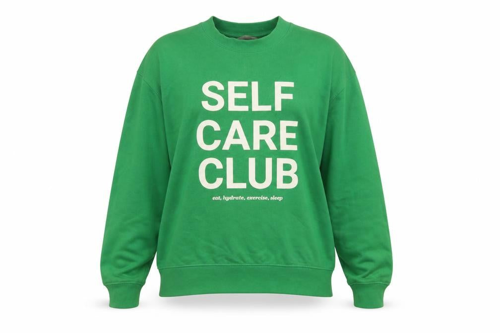 H&M Women's Green Self Care Club Sweatshirt Size S Cotton Blend