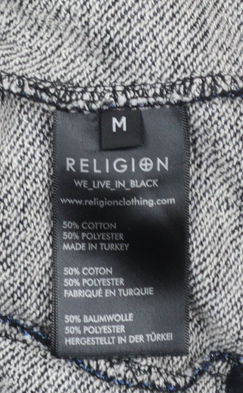 Religion Men's Black Full Zip Hoodie Size M Cotton Blend
